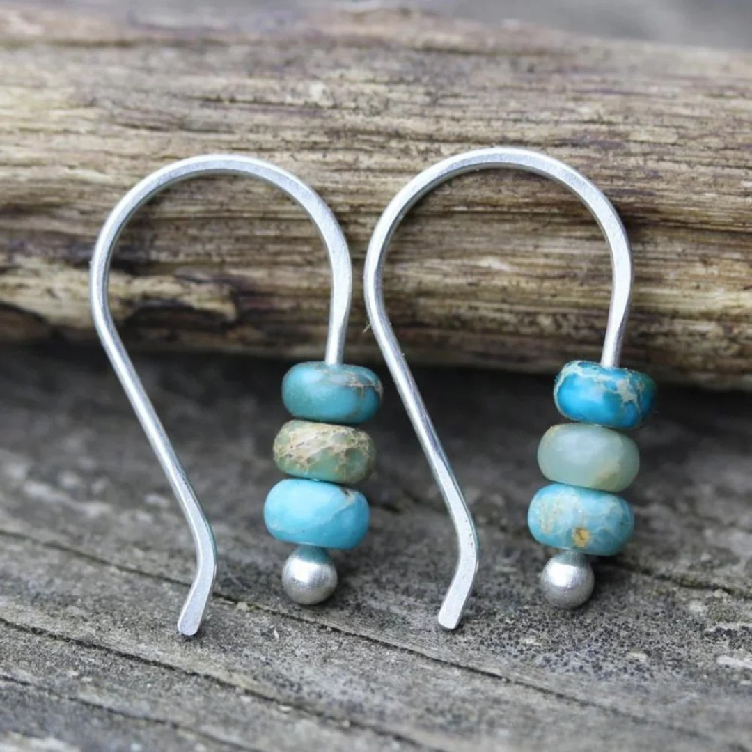 Boucles d’oreilles perlées turquoise