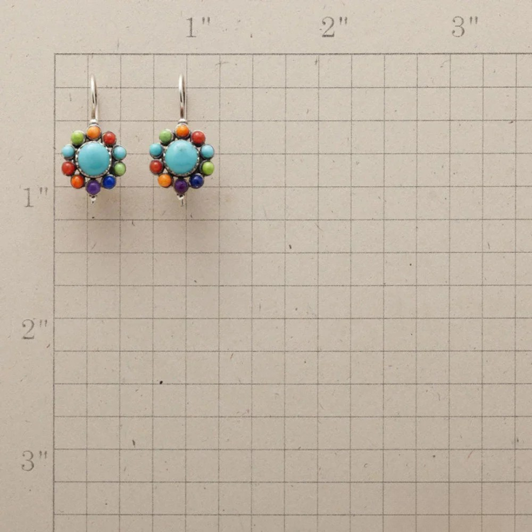 Boucles d’oreilles rondes turquoise multicolores
