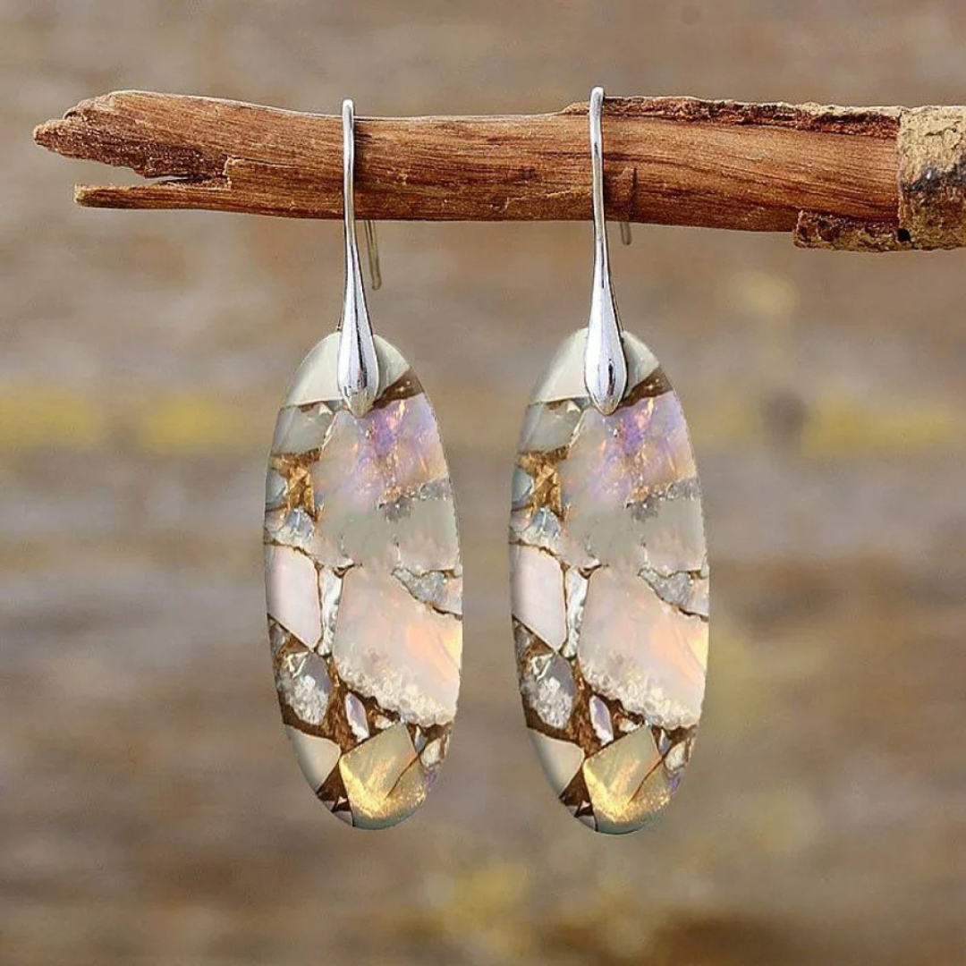 Boucles d’oreilles vintage en pierre naturelle ovale