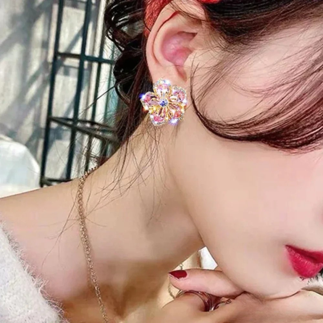 Boucles d’oreilles en argent sterling avec zircons multicolores