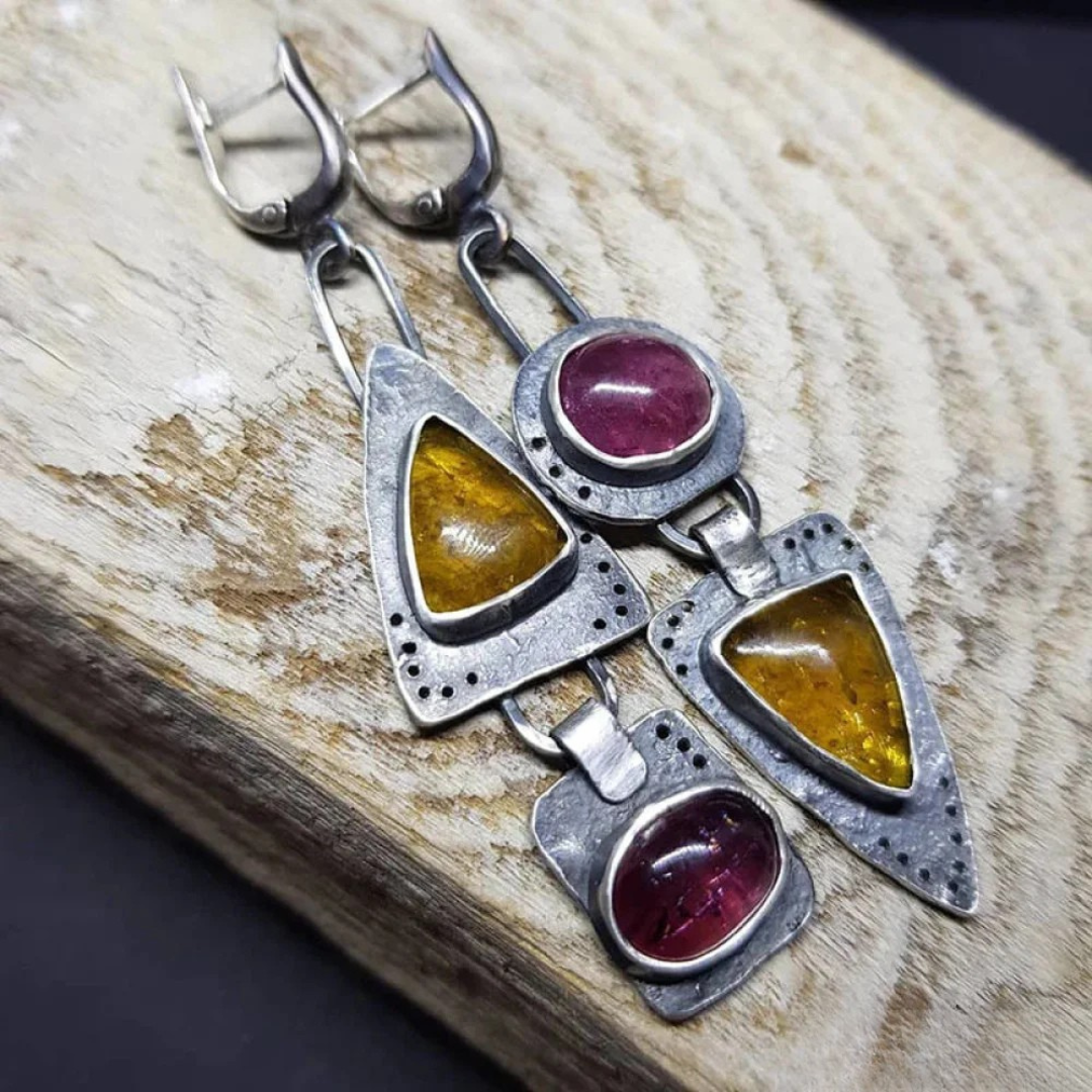 Boucles d’oreilles géométriques triangulaires vintage