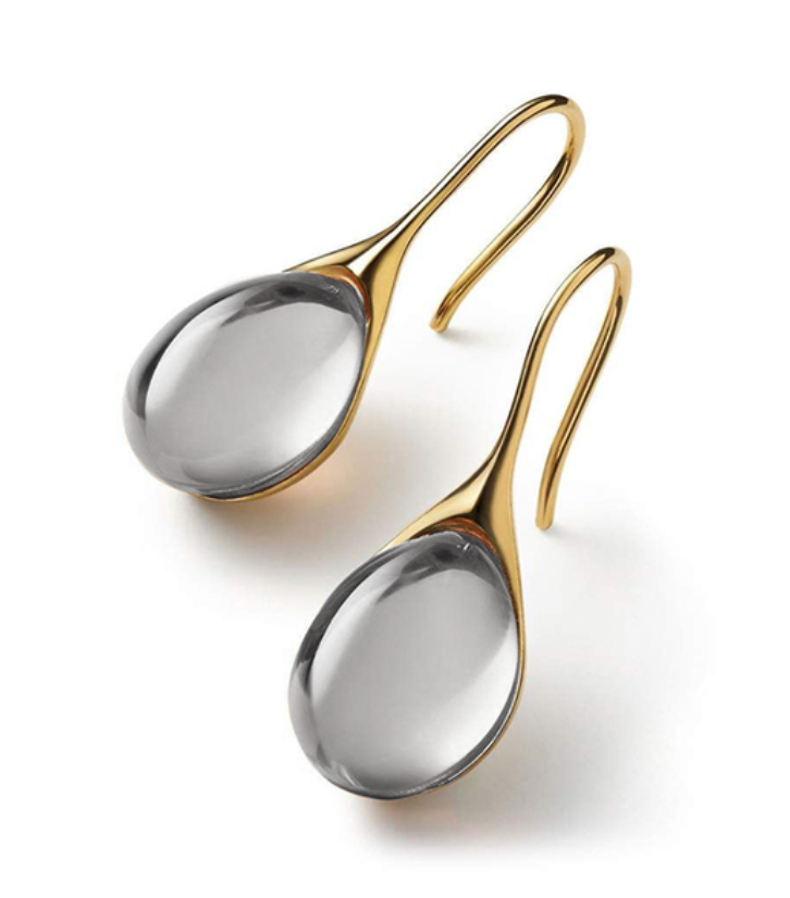 Boucles d’oreilles pendantes en cristal, dorées et argentées