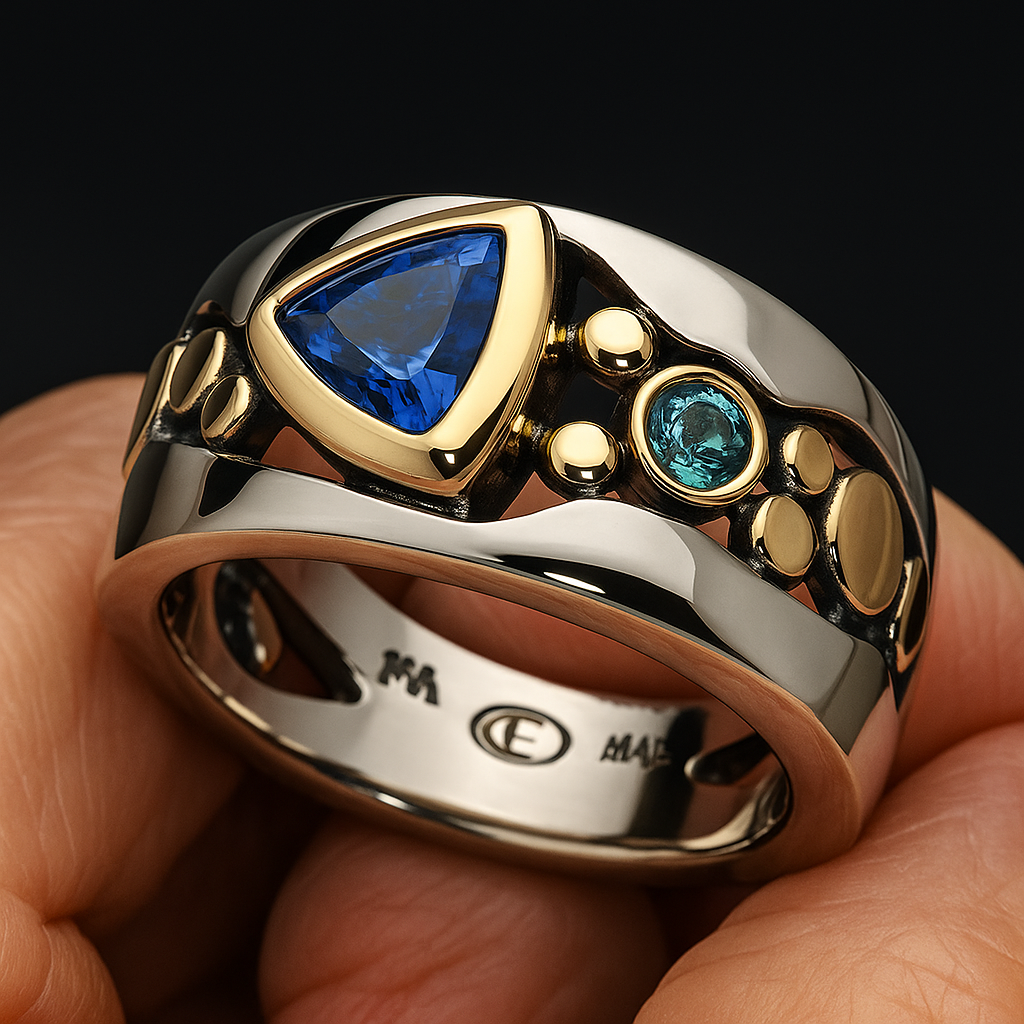 Bague vintage en cristal bleu