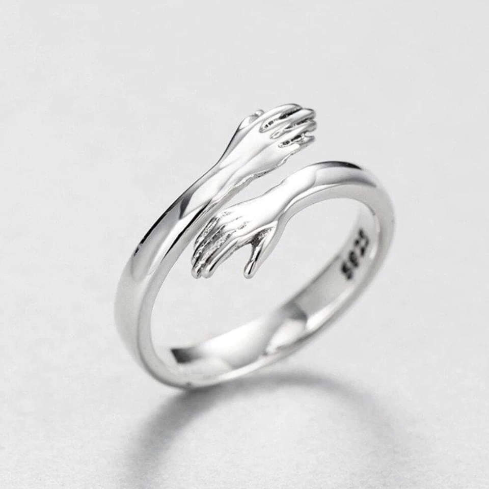 Bague étreinte ajustable en argent
