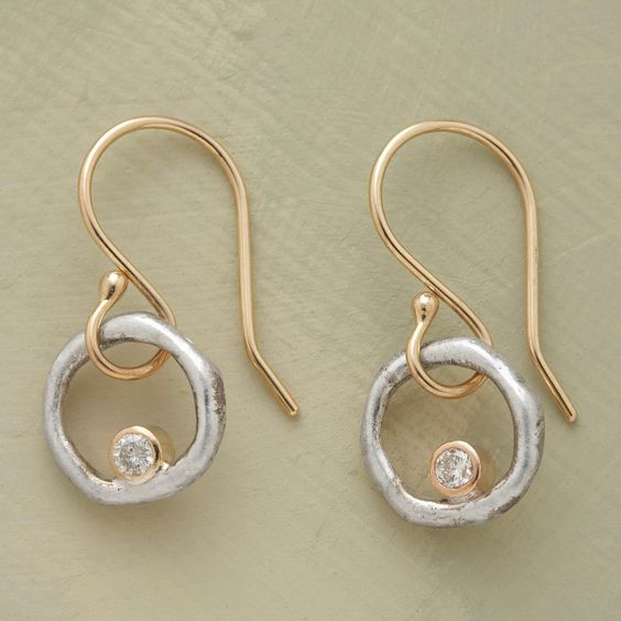 Boucles d’oreilles vintage en zirconium dorées et argentées