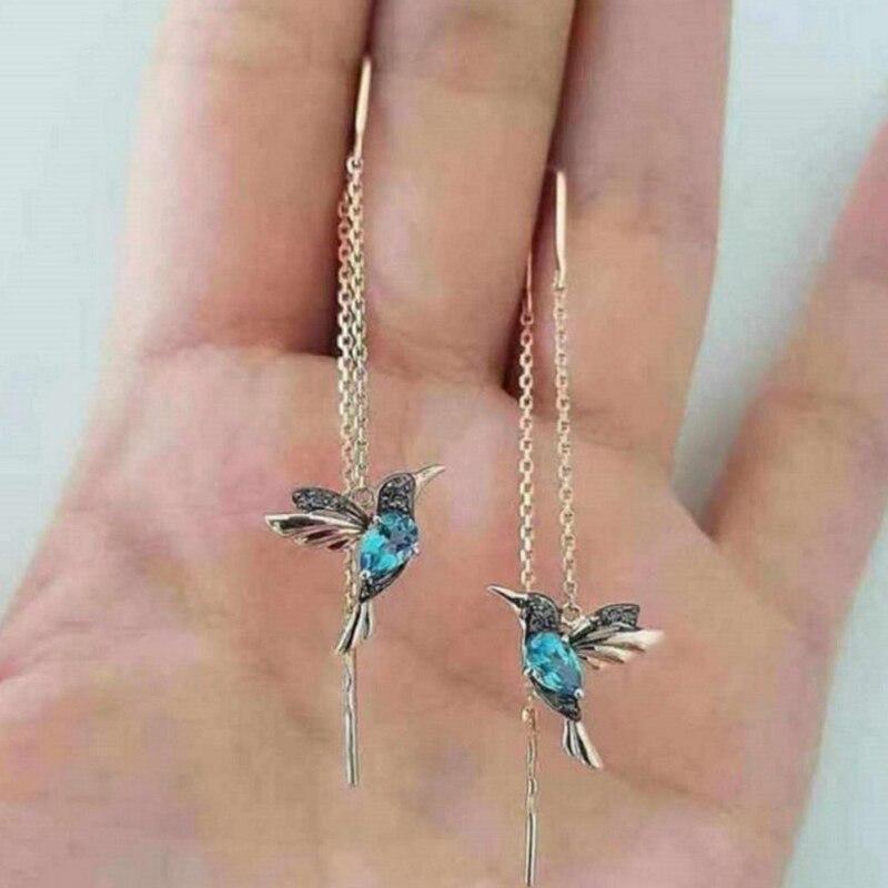 Boucles d’oreilles colibri en émail et zirconium