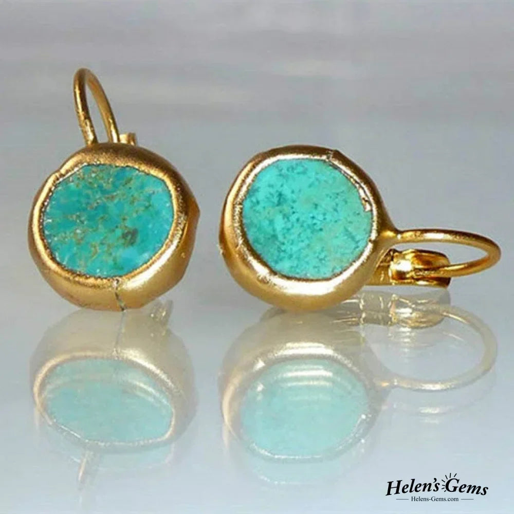 Boucles d’oreilles vintage en turquoise et dorées