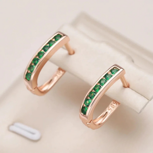 Boucles d’oreilles élégantes en cristal vert