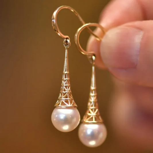Boucles d’oreilles vintage en perles et dorées