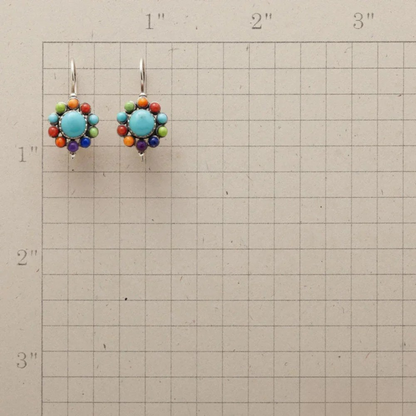 Boucles d’oreilles rondes turquoise multicolores