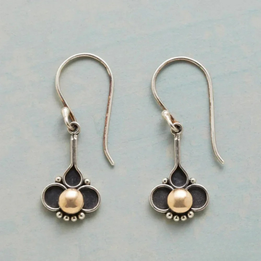 Boucles d’oreilles bohèmes trèfle en perles et argent