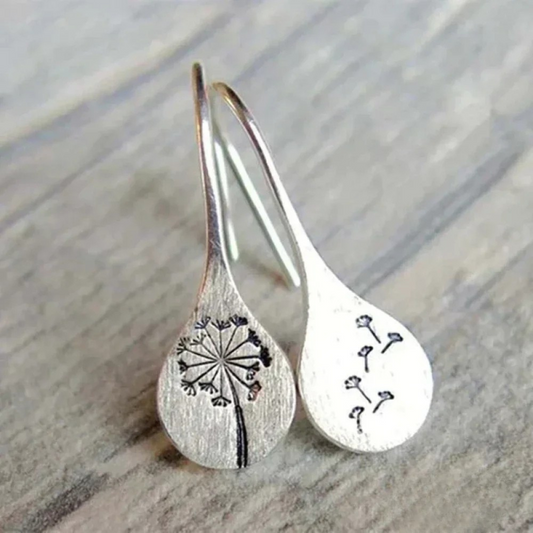 Boucles d’oreilles feuille de pissenlit en argent finement travaillées