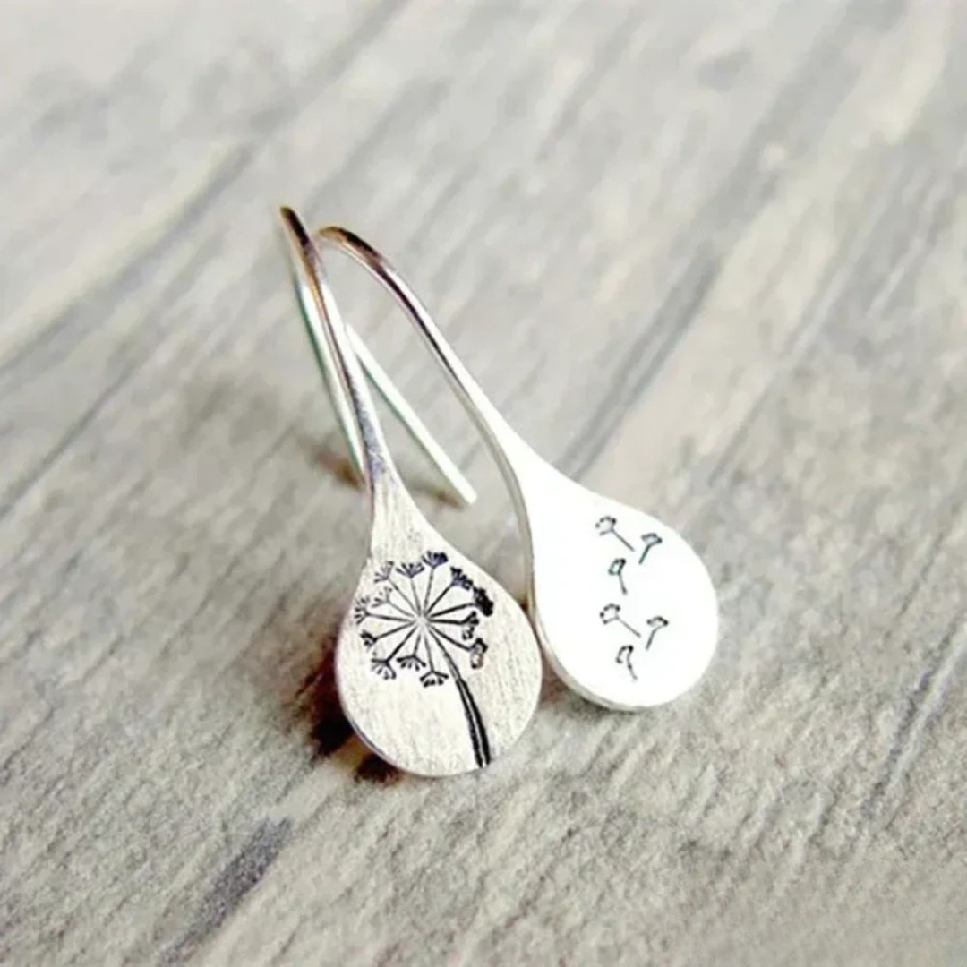 Boucles d’oreilles feuille de pissenlit en argent finement travaillées