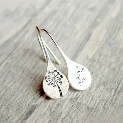 Boucles d’oreilles feuille de pissenlit en argent finement travaillées