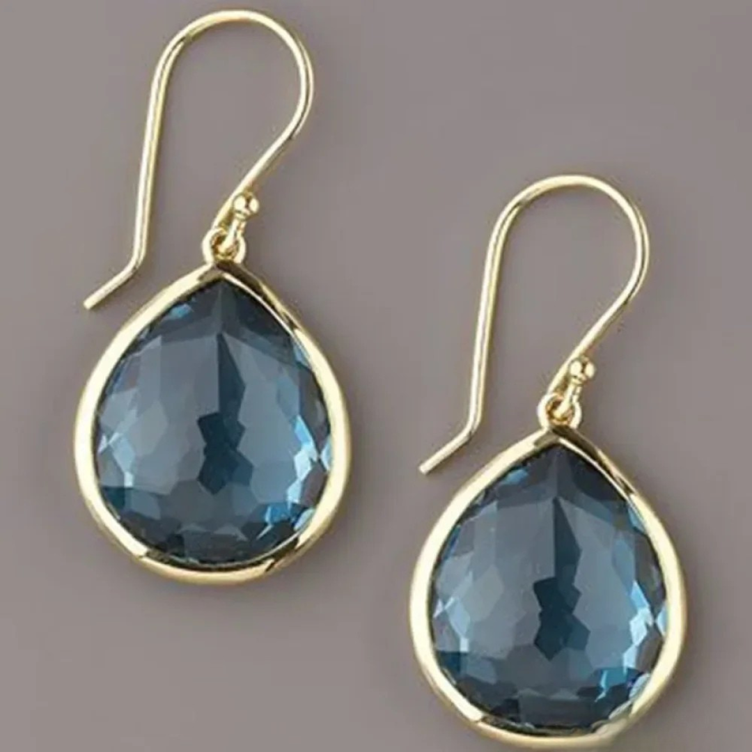 Boucles d’oreilles pendantes vintage en cristal bleu