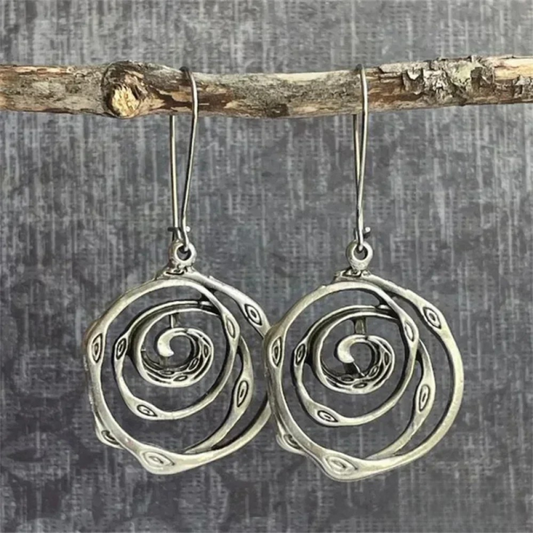 Boucles d’oreilles labyrinthe argentées vintage