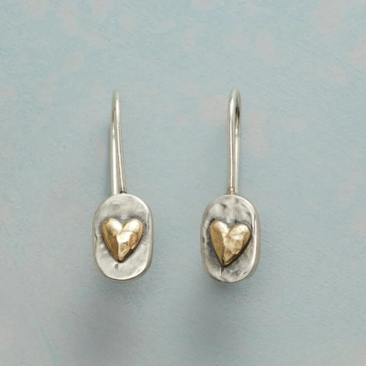 Boucles d’oreilles vintage en argent avec cœur doré