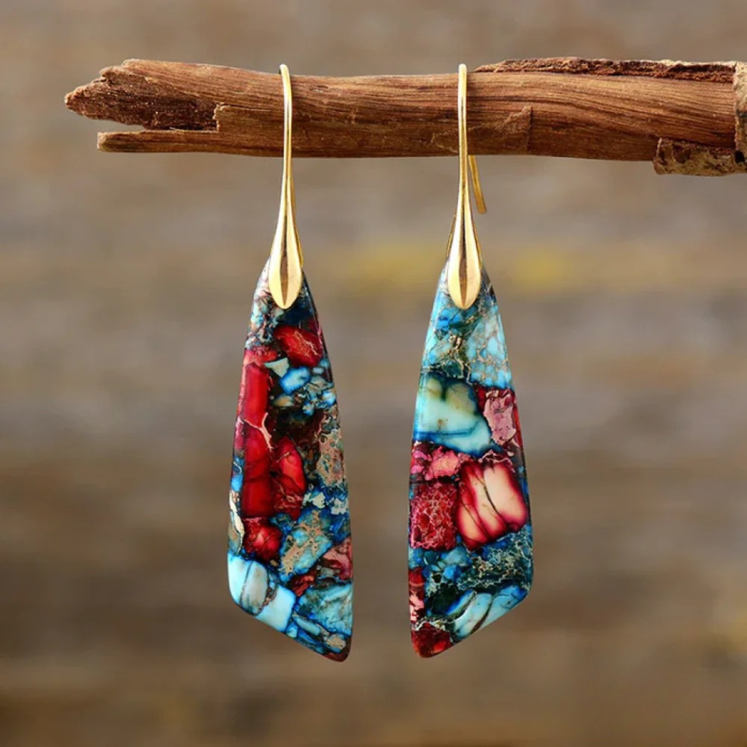 Boucles d’oreilles vintage en pierres colorées