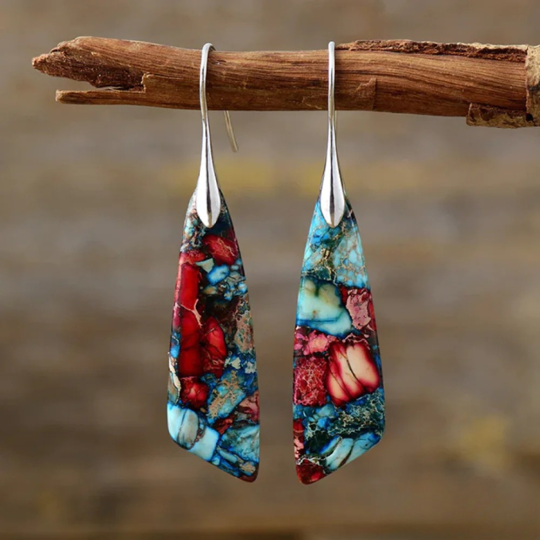 Boucles d’oreilles vintage en pierres colorées