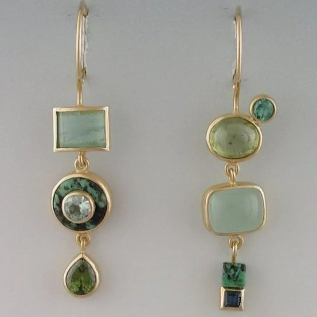 Boucles d’oreilles pendantes vertes vintage
