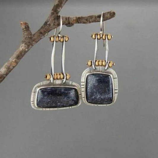 Boucles d’oreilles argentées vintage effet minuit