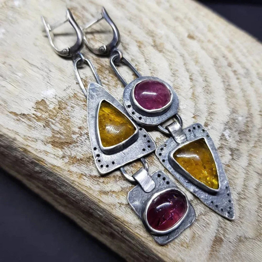 Boucles d’oreilles géométriques triangulaires vintage