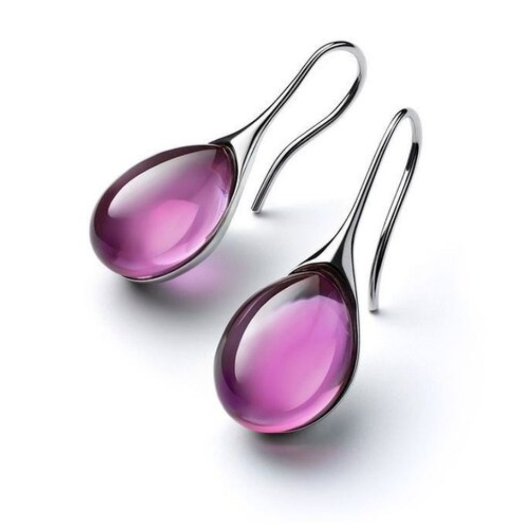Boucles d’oreilles pendantes en cristal, dorées et argentées