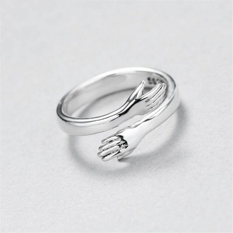 Bague étreinte ajustable en argent