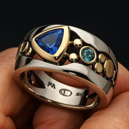 Bague vintage en cristal bleu
