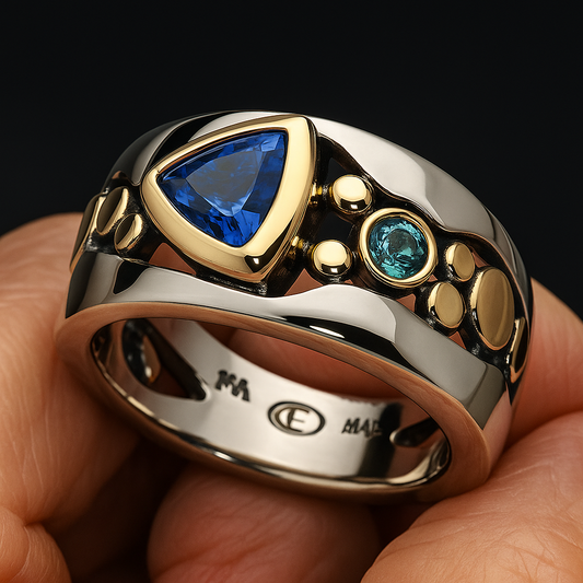 Bague vintage en cristal bleu