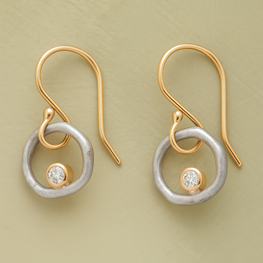 Boucles d’oreilles vintage en or et argent avec zirconium