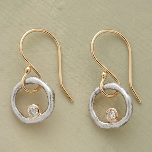 Boucles d’oreilles vintage en zirconium dorées et argentées
